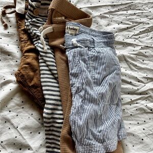 Zara Striped and H&M Solid Brown bottoms Bundle